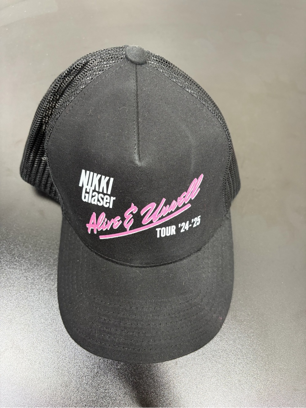 Nikkiā Glaser Alive & Unwell Tour 2024 2025 OTTO Trucker Hat Black Adjustable